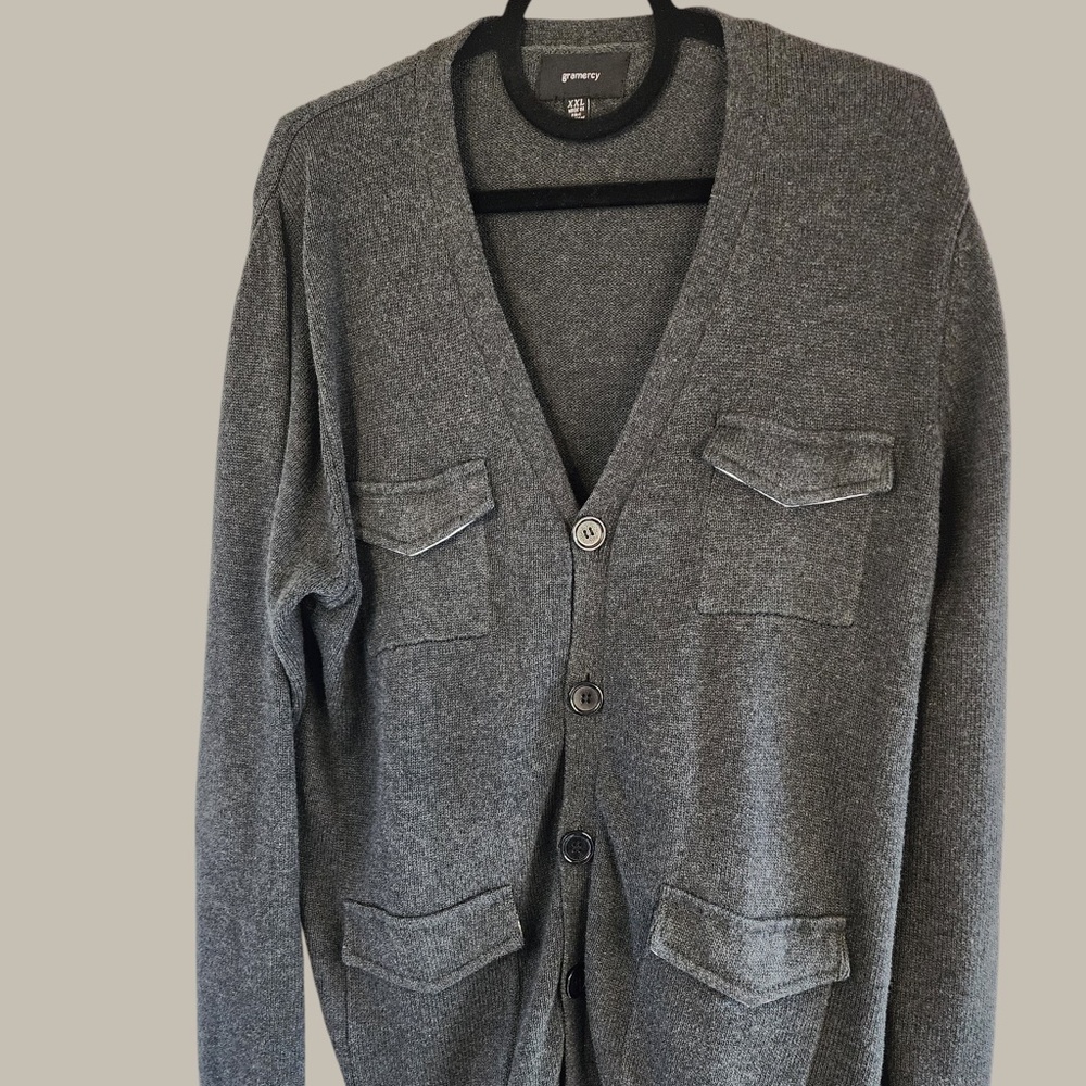 Gramercy -Cotton Cardigan Vintage - Charcoal XXL